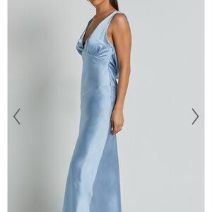 Showpo BRIENNE MIDI DRESS - PLUNGE COWL BACK SATIN DRESS IN BLUE. NWT. OG $99.95